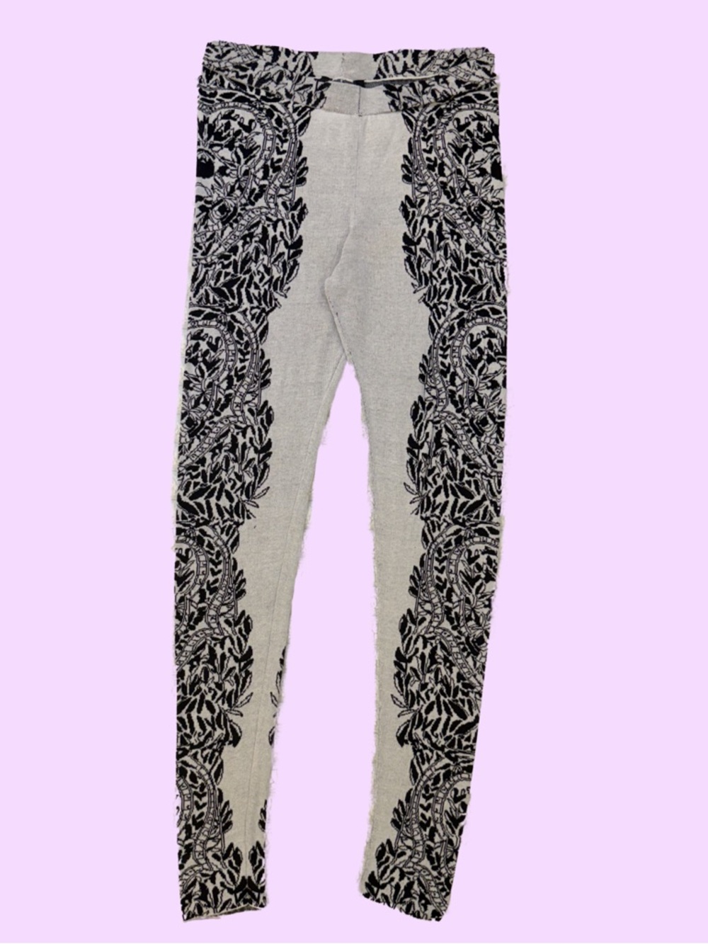 BCBGMaxAzria Black & Grey Floral-Scroll Skinny Pants